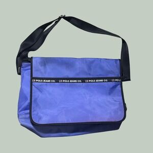 Y2K Vintage Polo Jeans Co Ralph Lauren Messenger Bag Purple Nylon Crossbody Y2K